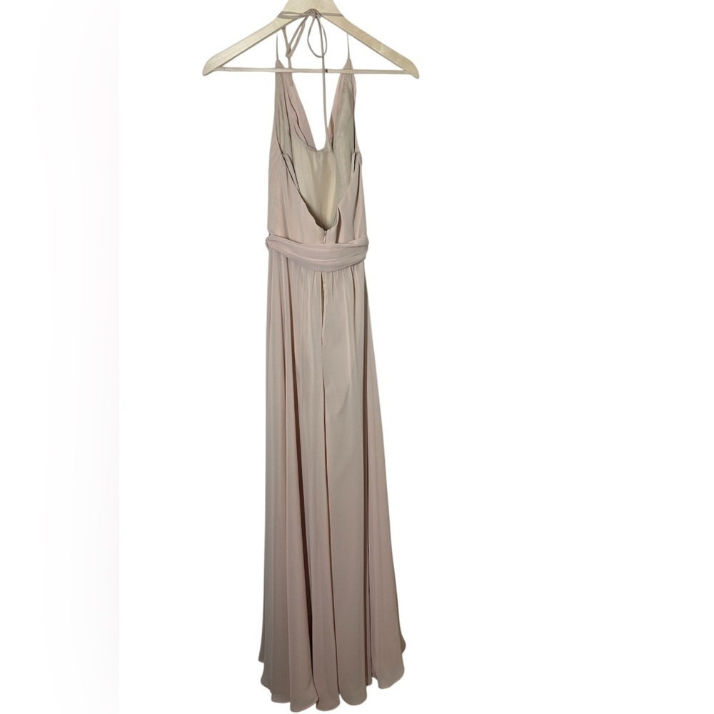 Nouvelle Amsale Daryn Blush Cowl Neck Halter Chiffon Event Dress Wedding Sz 2 - Picture 7 of 11